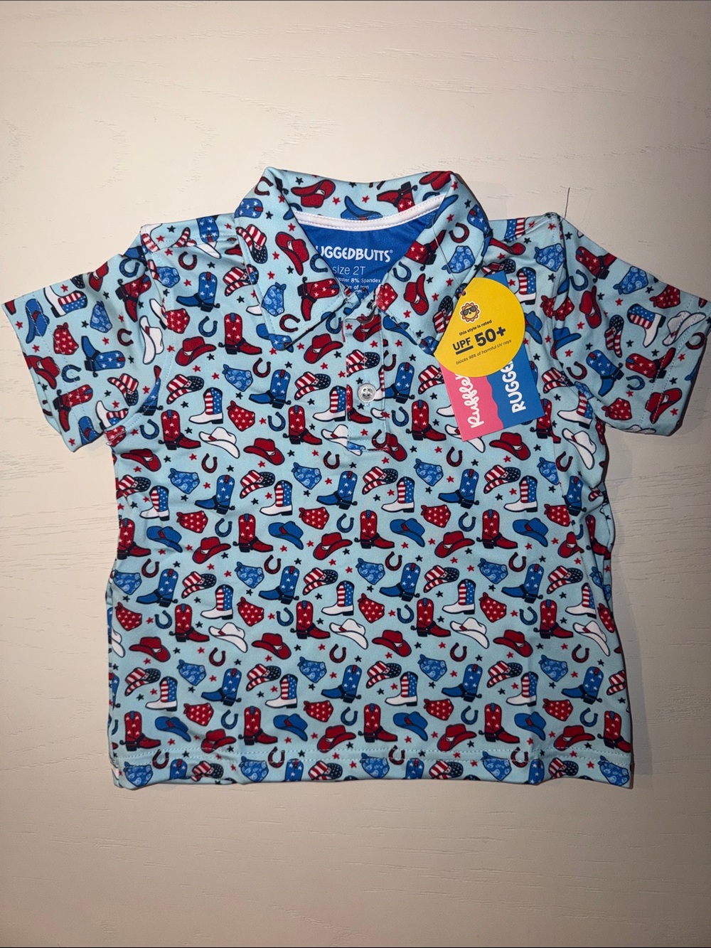 Boys Americana Cowboy Western Performance Short Sleeve Polo 3T 5
